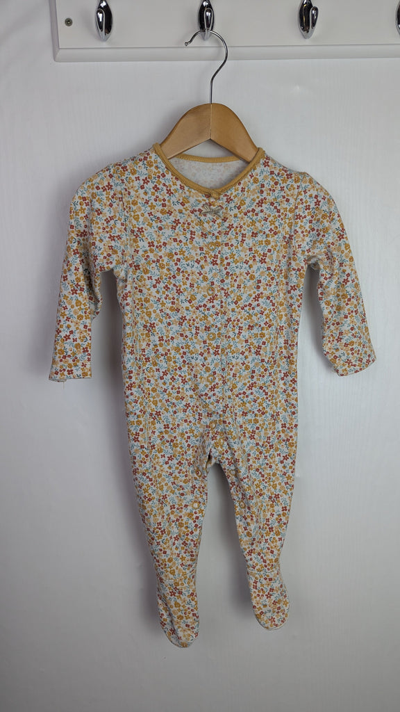 TU Mustard Floral Sleepsuit - Girls 6-9 Months Little Ones Preloved Used, Preloved, Preworn Baby, Girls & Boys Clothes. Kids & Children's second hand Clothing UK Online. Cheap affordable. Brands including Next, Joules, Nutmeg Morrisons, TU, F&F, H&M.