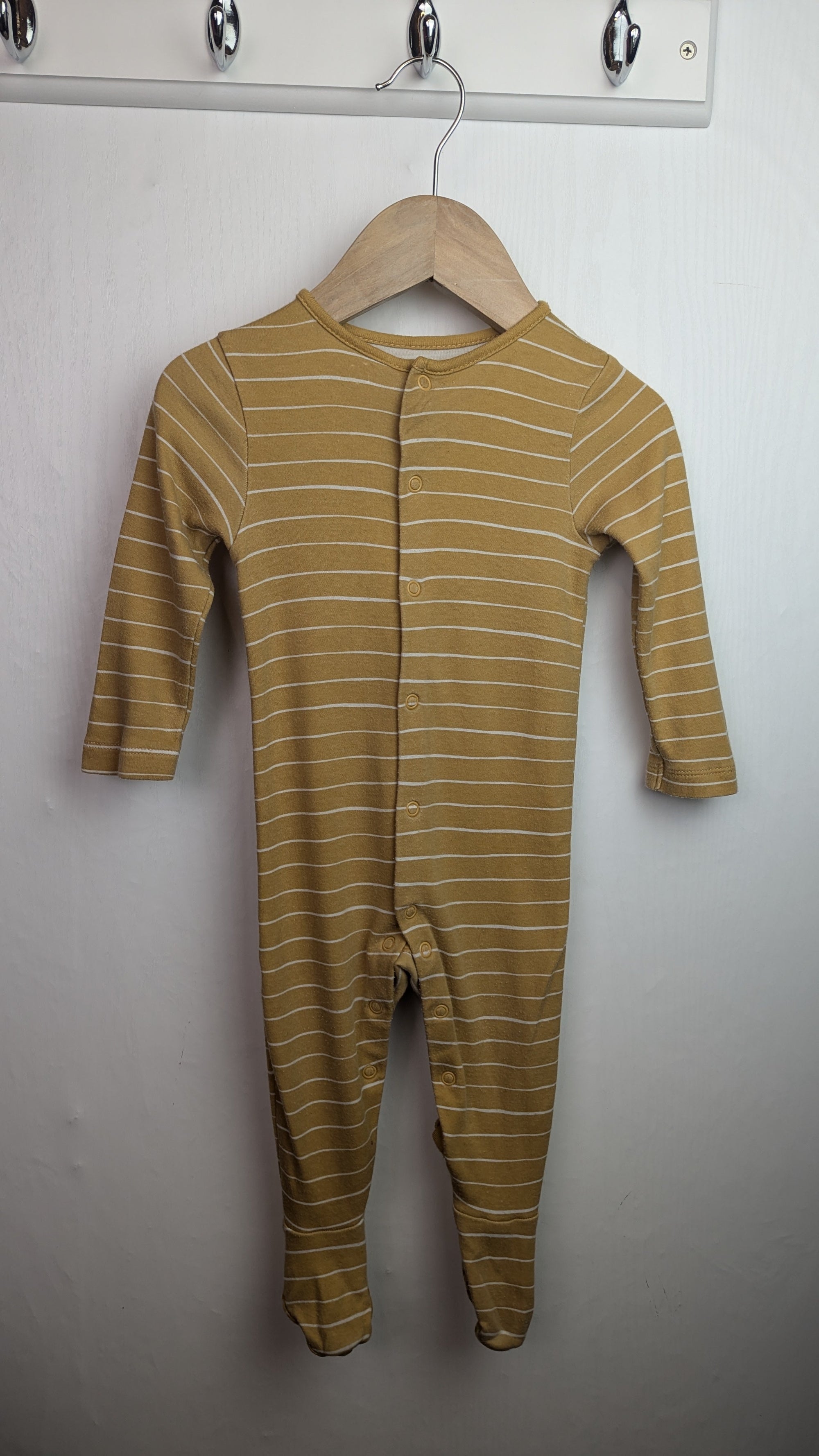 TU Mustard Striped Sleepsuit - Boys 6 - 9 Months - Little Ones Preloved. Second Hand Children's & Preloved Baby, Kids, Girls & Boys Clothes. UK online