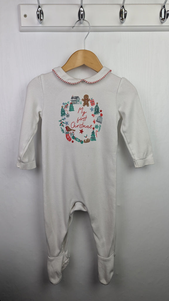 TU My First Christmas Sleepsuit - Unisex 6-9 Months Little Ones Preloved Used, Preloved, Preworn & Second Hand Baby, Kids & Children's Clothing UK Online. Cheap affordable. Brands including Next, Joules, Nutmeg Morrisons, TU, F&F, H&M.