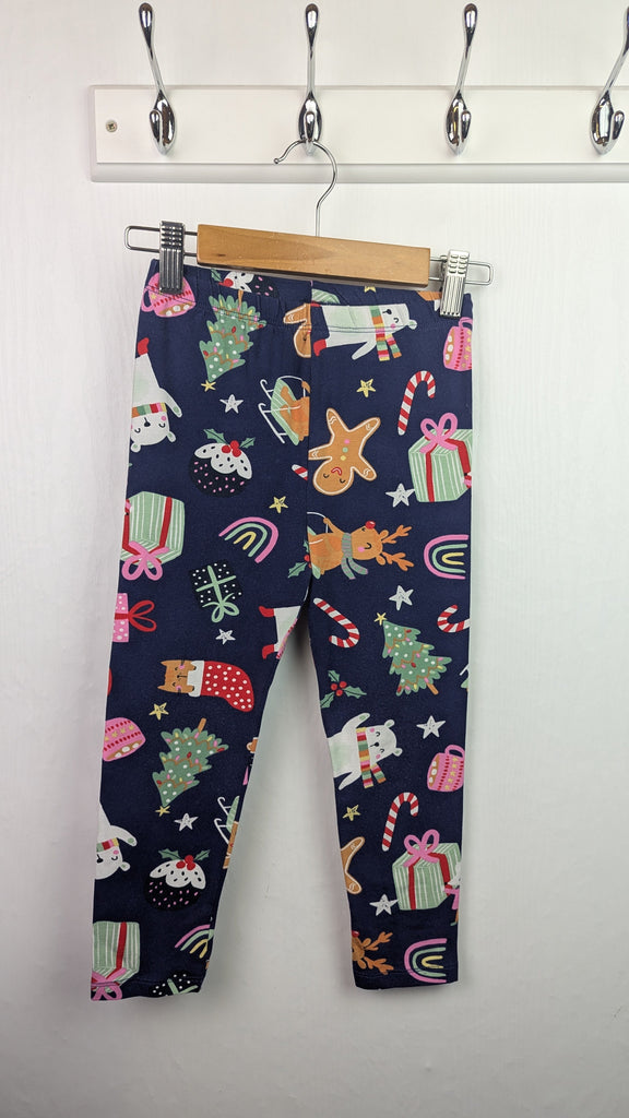 TU Navy Christmas Leggings - Girls 4 Years Little Ones Preloved Used, Preloved, Preworn & Second Hand Baby, Kids & Children's Clothing UK Online. Cheap affordable. Brands including Next, Joules, Nutmeg Morrisons, TU, F&F, H&M.