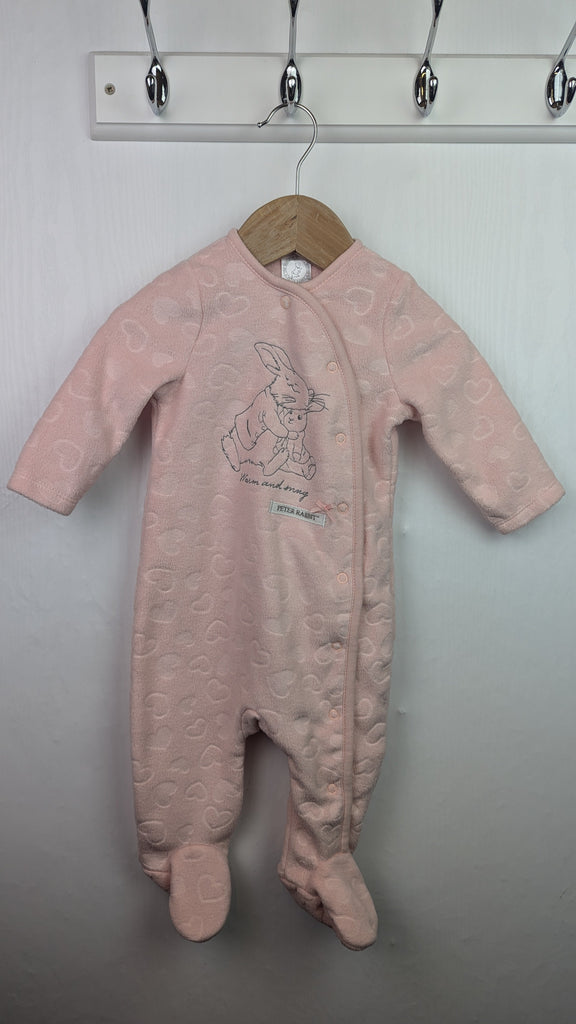 TU Peter Rabbit Pink Fleece Sleepsuit - Girls 3-6 Months Little Ones Preloved Used, Preloved, Preworn & Second Hand Baby, Kids & Children's Clothing UK Online. Cheap affordable. Brands including Next, Joules, Nutmeg Morrisons, TU, F&F, H&M.