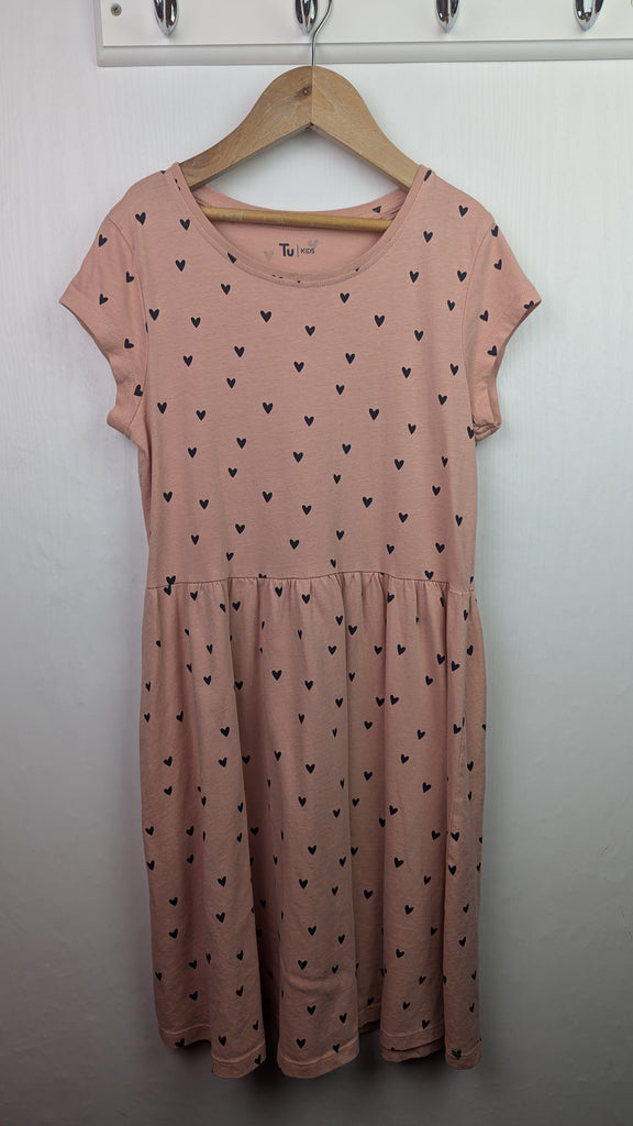 TU Pink & Black Heart Dress - Girls 11 Years Little Ones Preloved Used, Preloved, Preworn & Second Hand Baby, Kids & Children's Clothing UK Online. Cheap affordable. Brands including Next, Joules, Nutmeg Morrisons, TU, F&F, H&M.