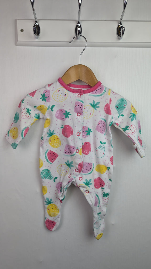 TU Pink & White Fruit Sleepsuit - Baby Girls Newborn TU Used, Preloved, Preworn & Second Hand Baby, Kids & Children's Clothing UK Online. Cheap affordable. Brands including Next, Joules, Nutmeg Morrisons, TU, F&F, H&M.