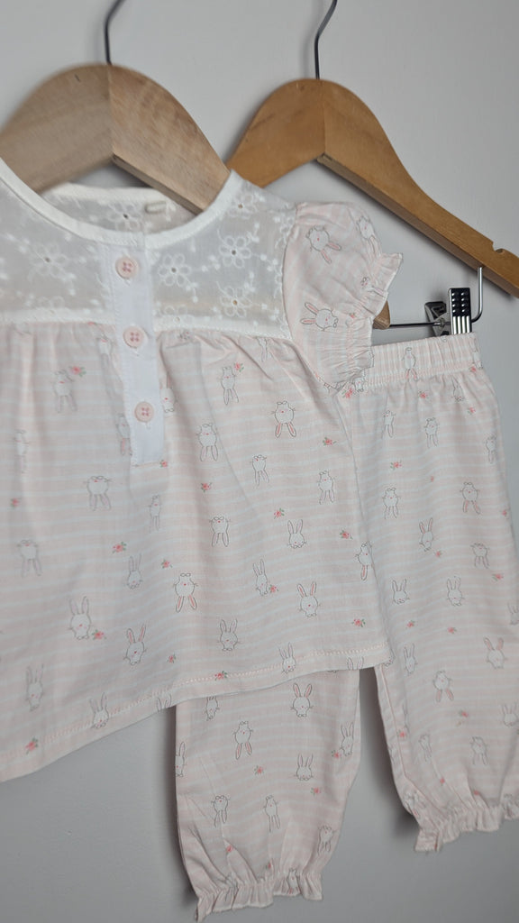 TU Pink & White Striped Bunny Pyjama Set - Girls 3-6 Months Little Ones Preloved Used, Preloved, Preworn & Second Hand Baby, Kids & Children's Clothing UK Online. Cheap affordable. Brands including Next, Joules, Nutmeg Morrisons, TU, F&F, H&M.