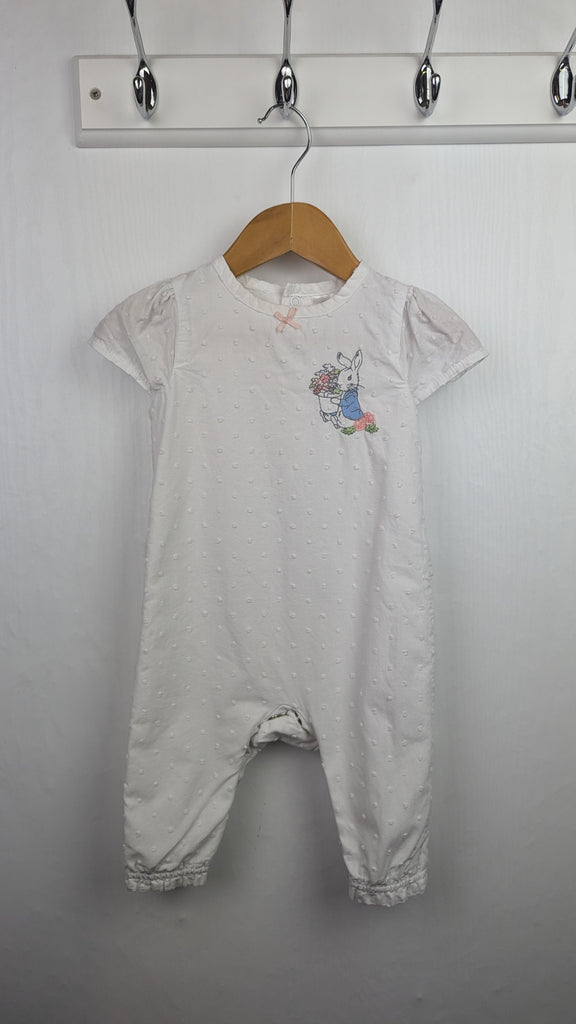 TU White Peter Rabbit Romper - Girls 3-6 Months Little Ones Preloved Used, Preloved, Preworn & Second Hand Baby, Kids & Children's Clothing UK Online. Cheap affordable. Brands including Next, Joules, Nutmeg Morrisons, TU, F&F, H&M.