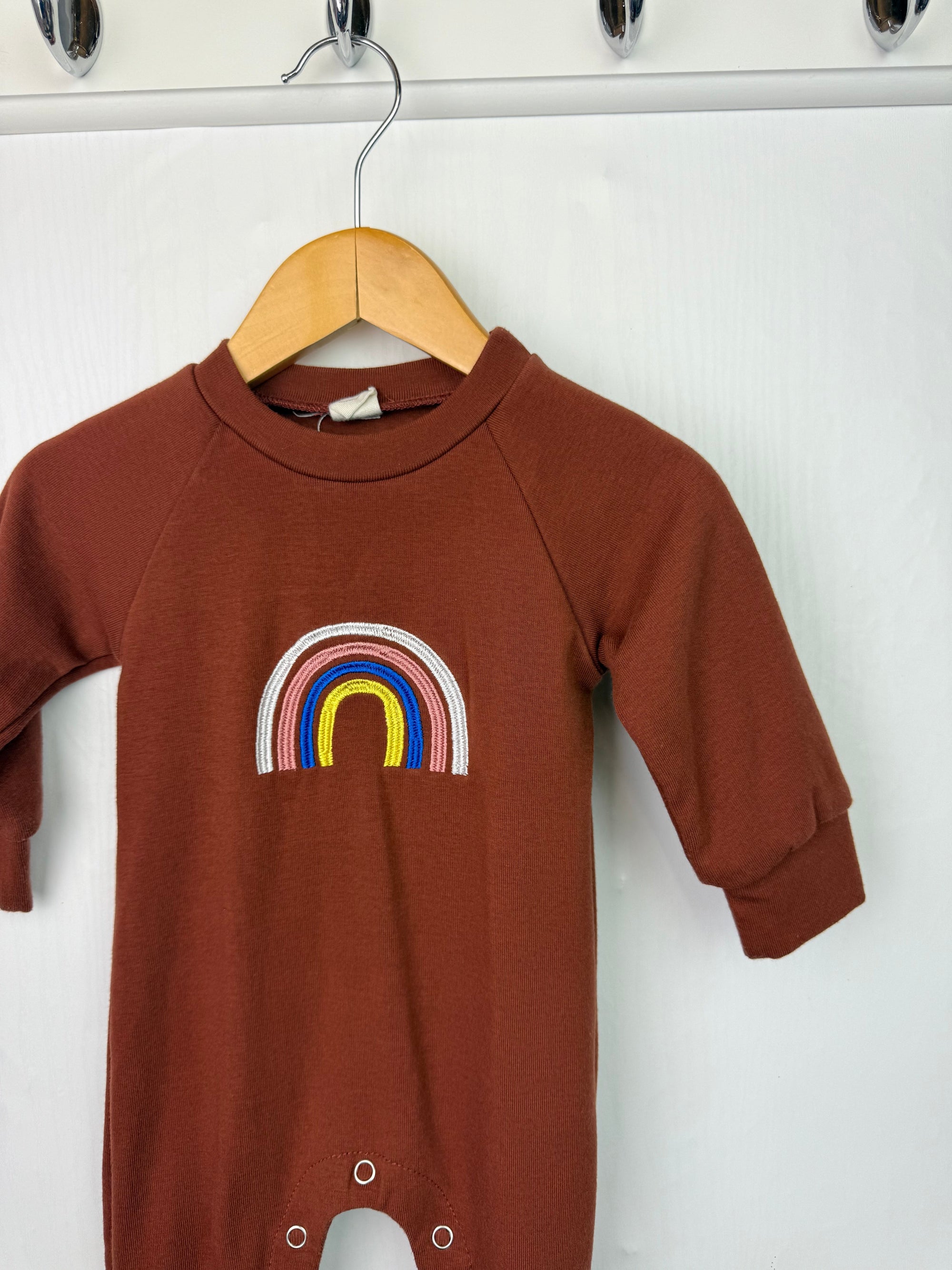 Unbranded Brown Rainbow Romper - Boys 3 - 6 Months - Little Ones Preloved. Second Hand Children's & Preloved Baby, Kids, Girls & Boys Clothes. UK online