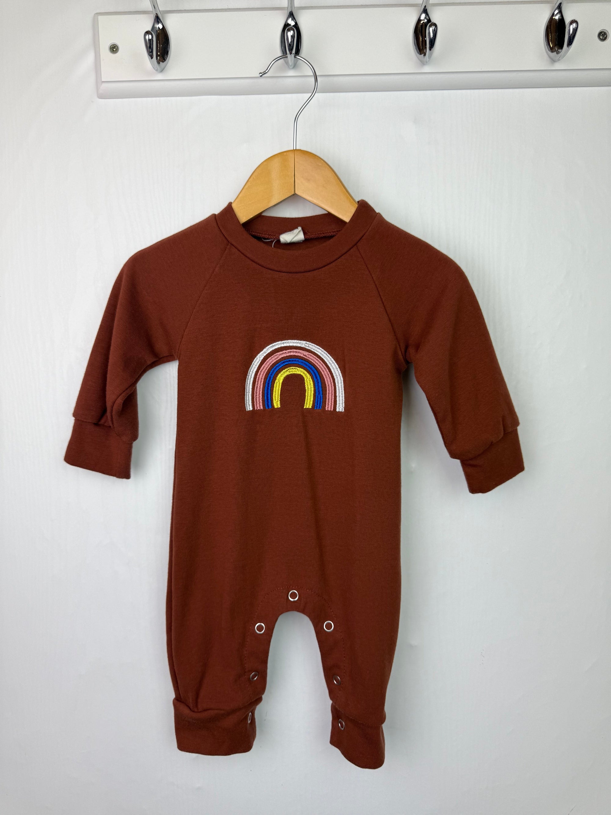 Unbranded Brown Rainbow Romper - Boys 3 - 6 Months - Little Ones Preloved. Second Hand Children's & Preloved Baby, Kids, Girls & Boys Clothes. UK online