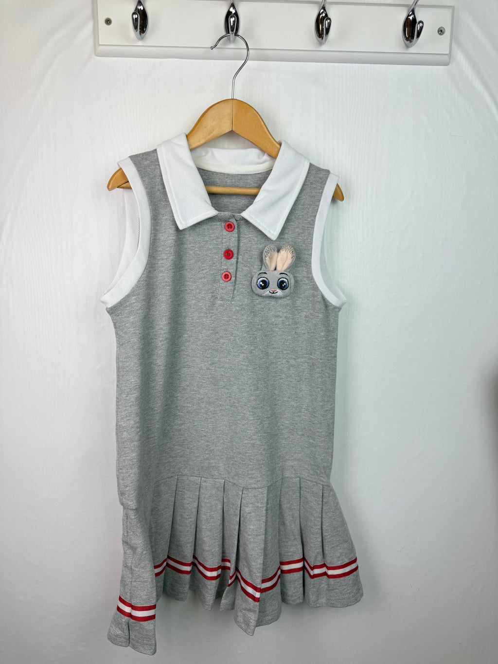 Unbranded Grey Bunny Pleated Dress - Girls 8 - 9 Years - Little Ones Preloved. Second Hand Children's & Preloved Baby, Kids, Girls & Boys Clothes. UK online