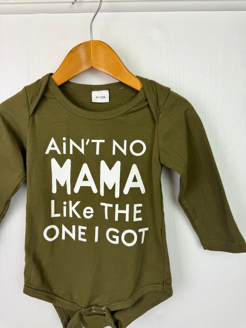 Unbranded Khaki Mama Bodysuit - Boys 6 - 12 Months - Little Ones Preloved. Second Hand Children's & Preloved Baby, Kids, Girls & Boys Clothes. UK online