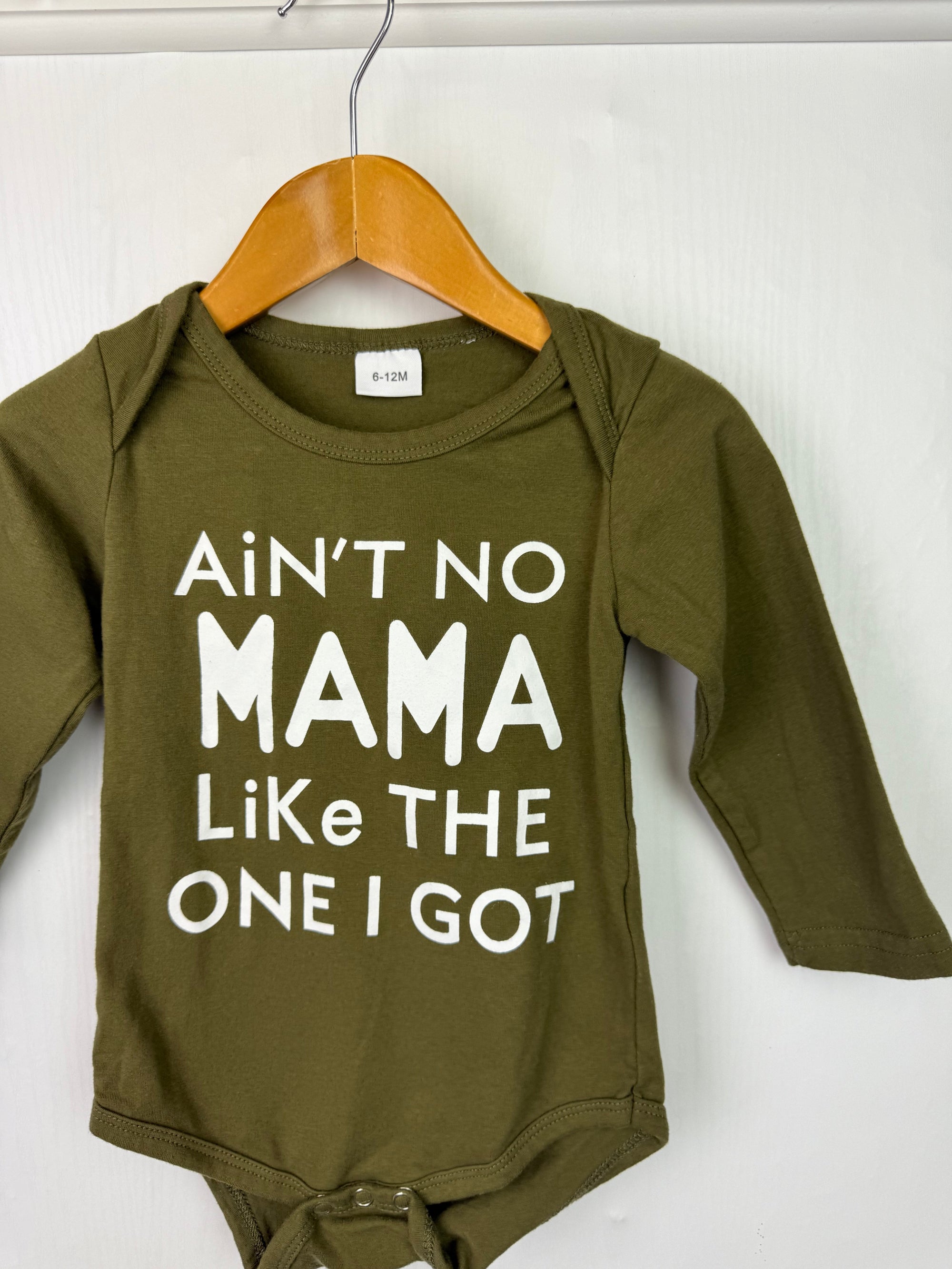 Unbranded Khaki Mama Bodysuit - Boys 6 - 12 Months - Little Ones Preloved. Second Hand Children's & Preloved Baby, Kids, Girls & Boys Clothes. UK online