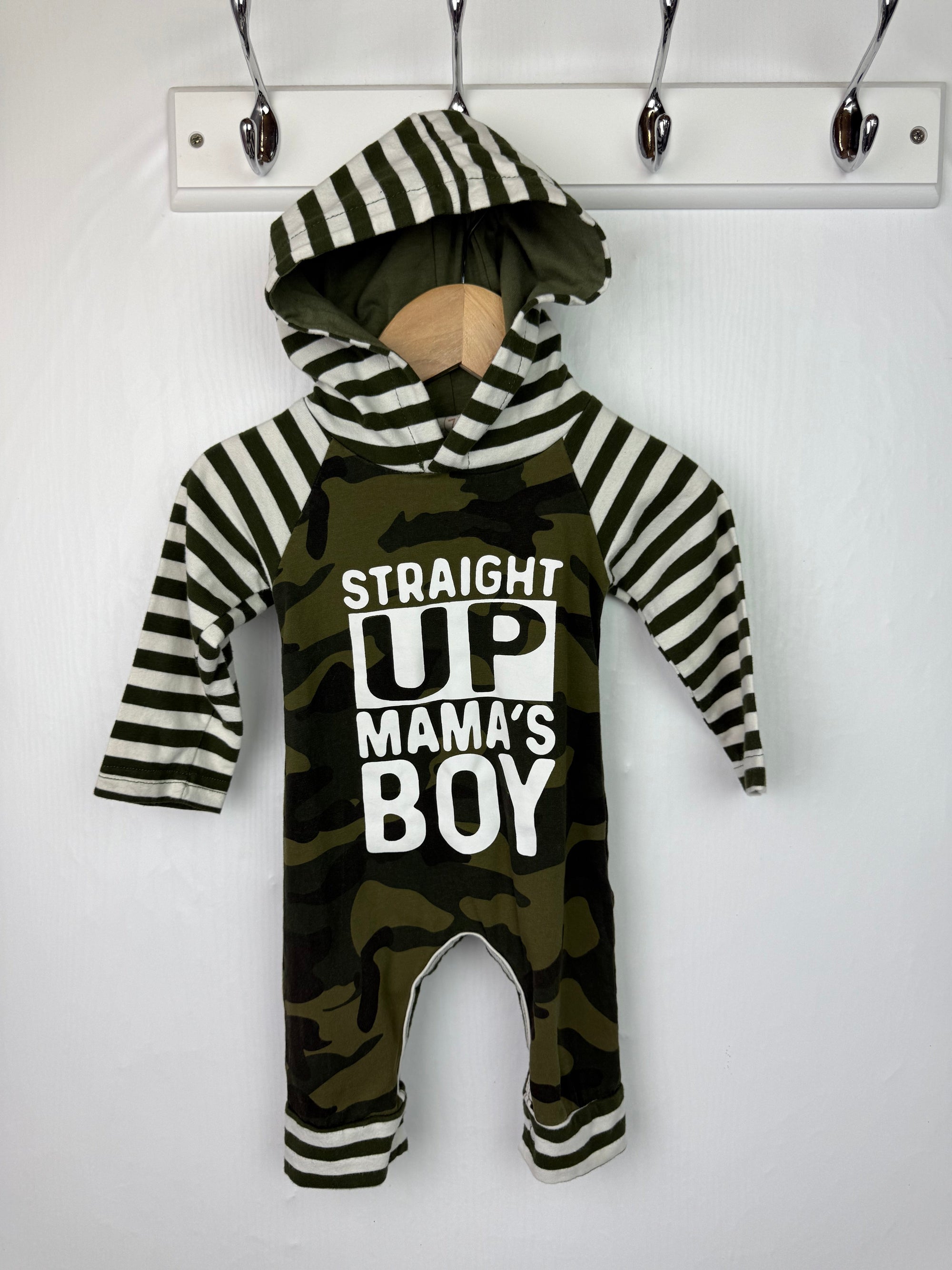 Unbranded Mamas Boy Camo Romper - Boys 6 - 9 Months - Little Ones Preloved. Second Hand Children's & Preloved Baby, Kids, Girls & Boys Clothes. UK online