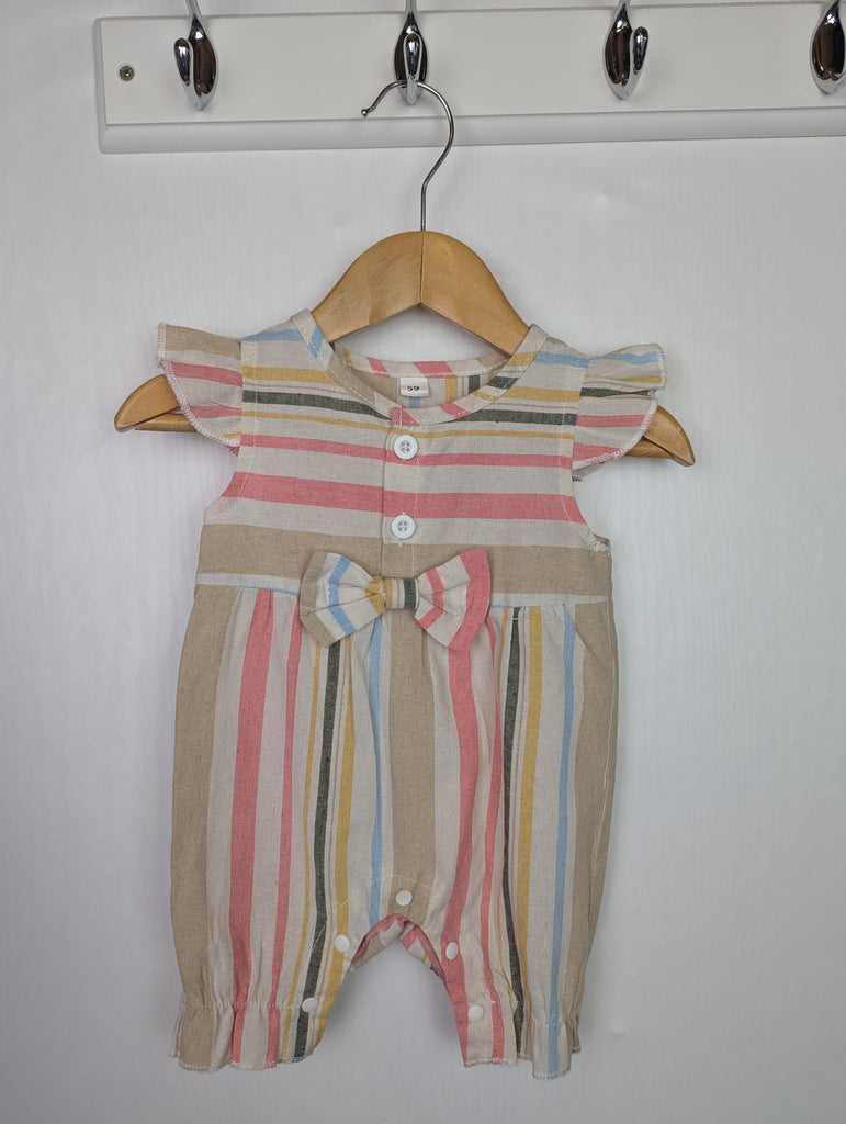 Unbranded Striped Romper - Girls 0-3 Months Little Ones Preloved Used, Preloved, Preworn Baby, Girls & Boys Clothes. Kids & Children's second hand Clothing UK Online. Cheap affordable. Brands including Next, Joules, Nutmeg Morrisons, TU, F&F, H&M.