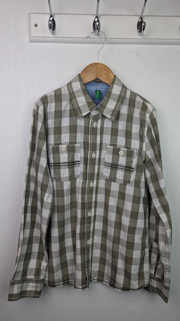 United Colors of Benetton Green Check Shirt - Boys 7-8 Years Little Ones Preloved Used, Preloved, Preworn & Second Hand Baby, Kids & Children's Clothing UK Online. Cheap affordable. Brands including Next, Joules, Nutmeg Morrisons, TU, F&F, H&M.