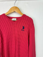 U.S Polo Assn Pink Cable Knit Jumper - Girls 7 - 8 Years - Little Ones Preloved. Second Hand Children's & Preloved Baby, Kids, Girls & Boys Clothes. UK online