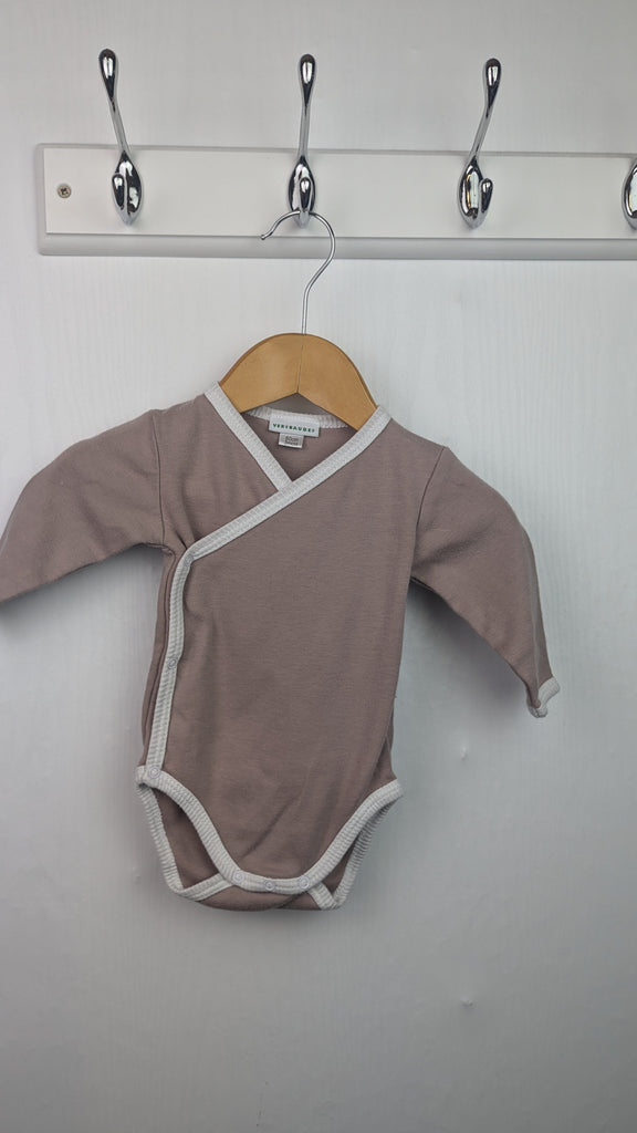 Vertbaudet Brown Wrap Bodysuit - Unisex 3 months Little Ones Preloved Second Hand Baby, Girls & Boys Clothes. UK Postage