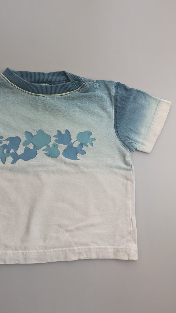 Vintage C&A Blue Fish Ombre Top - Boys 12-18 Months C&A Used, Preloved, Preworn & Second Hand Baby, Kids & Children's Clothing UK Online. Cheap affordable. Brands including Next, Joules, Nutmeg Morrisons, TU, F&F, H&M.