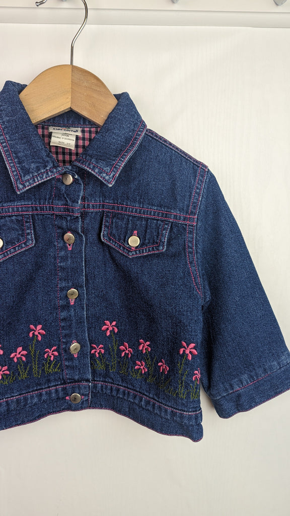 Vintage Kids Corner Floral Denim Jacket - Girls 2 Years Kids corner Used, Preloved, Preworn & Second Hand Baby, Kids & Children's Clothing UK Online. Cheap affordable. Brands including Next, Joules, Nutmeg Morrisons, TU, F&F, H&M.