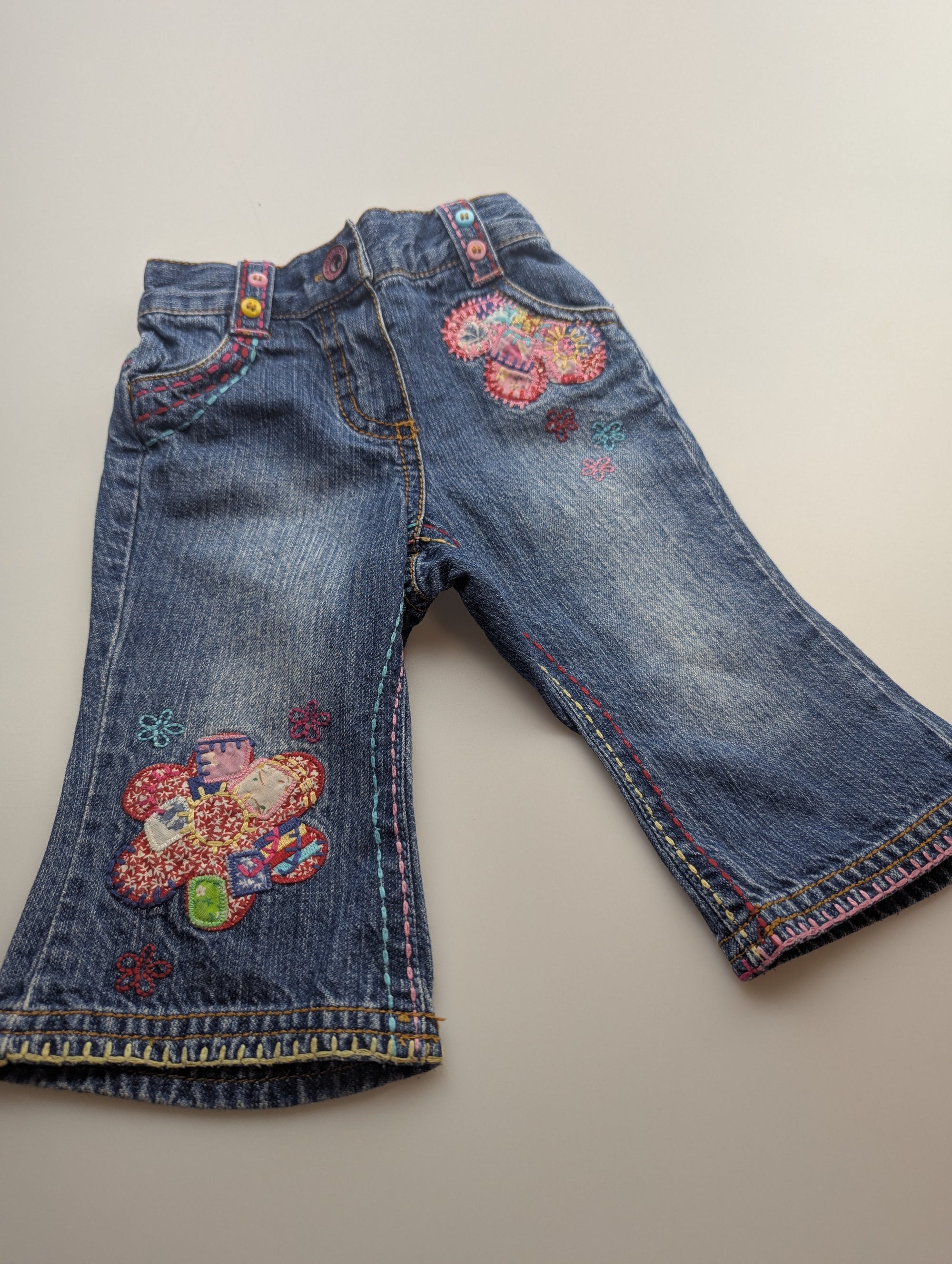 Vintage Next Floral Jeans - Girls 3 - 6 Months - Little Ones Preloved. Second Hand Children's & Preloved Baby, Kids, Girls & Boys Clothes. UK online
