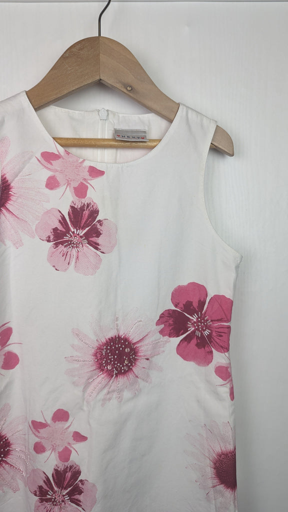 Vintage Next White & Pink Floral Dress - Girls 6 Years Next Used, Preloved, Preworn Baby, Girls & Boys Clothes. Kids & Children's second hand Clothing UK Online. Cheap affordable. Brands including Next, Joules, Nutmeg Morrisons, TU, F&F, H&M.