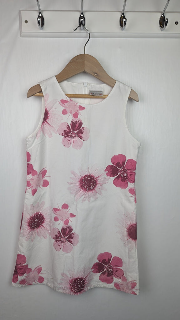 Vintage Next White & Pink Floral Dress - Girls 6 Years Next Used, Preloved, Preworn Baby, Girls & Boys Clothes. Kids & Children's second hand Clothing UK Online. Cheap affordable. Brands including Next, Joules, Nutmeg Morrisons, TU, F&F, H&M.