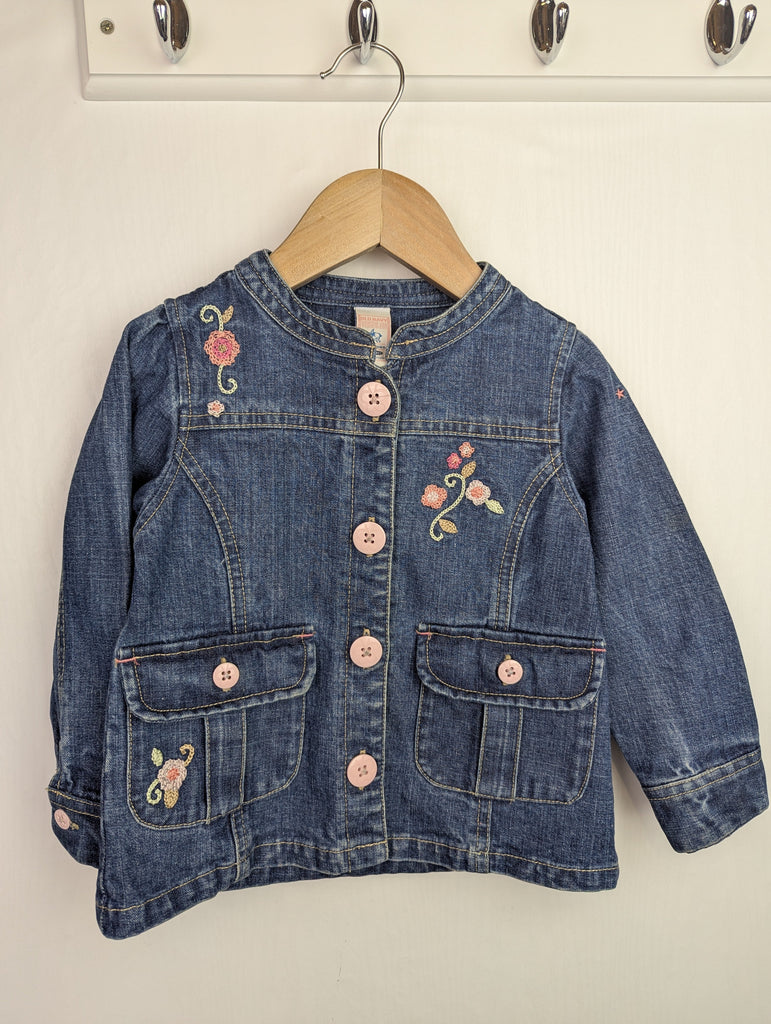 Vintage Old Navy Floral Denim Jacket - Girls 12-18 Months Little Ones Preloved Used, Preloved, Preworn Baby, Girls & Boys Clothes. Kids & Children's second hand Clothing UK Online. Cheap affordable. Brands including Next, Joules, Nutmeg Morrisons, TU, F&F, H&M.