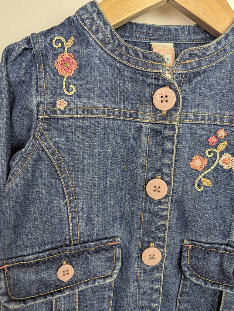 Vintage Old Navy Floral Denim Jacket - Girls 12-18 Months Little Ones Preloved Used, Preloved, Preworn Baby, Girls & Boys Clothes. Kids & Children's second hand Clothing UK Online. Cheap affordable. Brands including Next, Joules, Nutmeg Morrisons, TU, F&F, H&M.