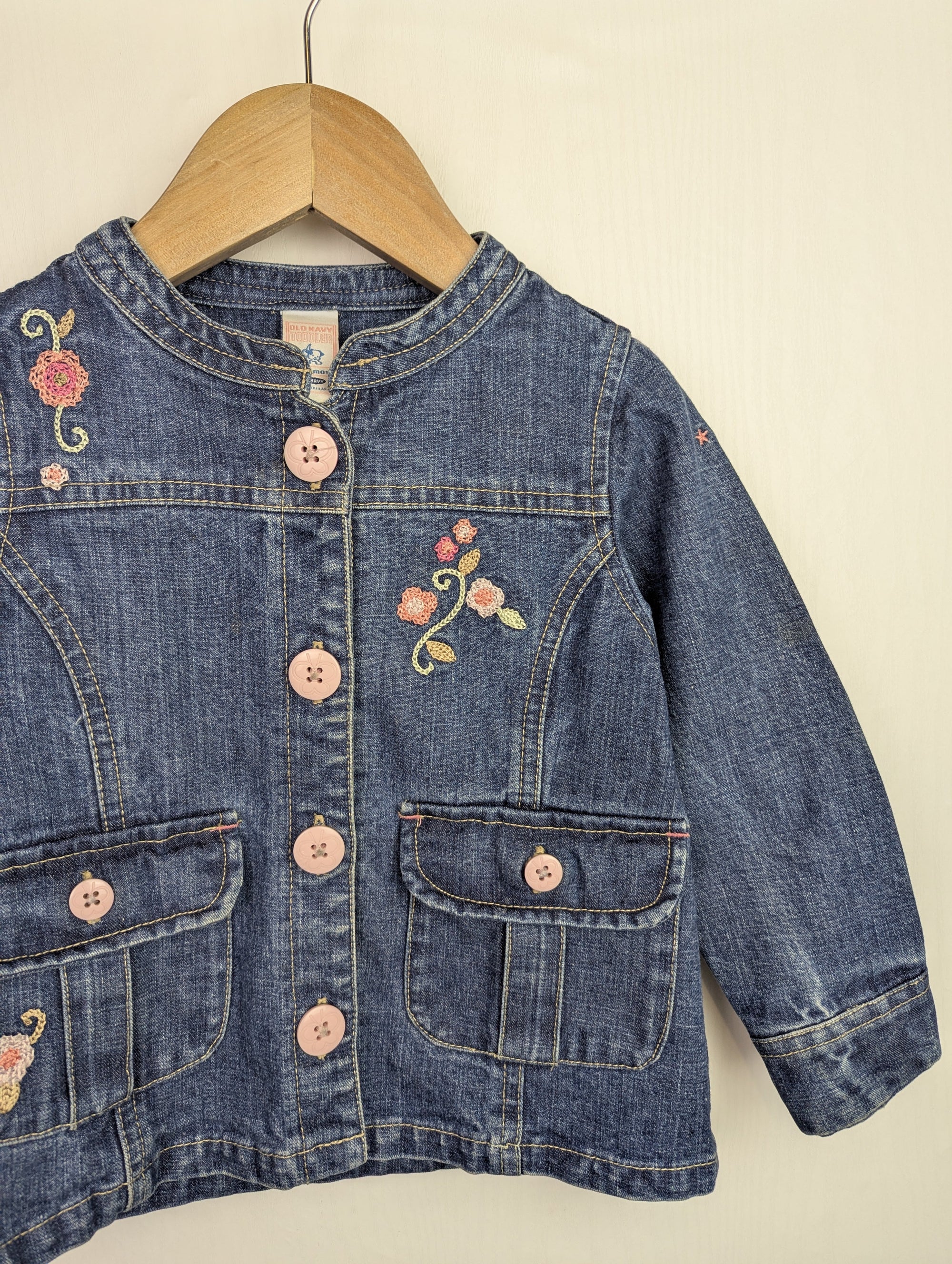 Vintage Old Navy Floral Denim Jacket - Girls 12 - 18 Months - Little Ones Preloved. Second Hand Children's & Preloved Baby, Kids, Girls & Boys Clothes. UK online