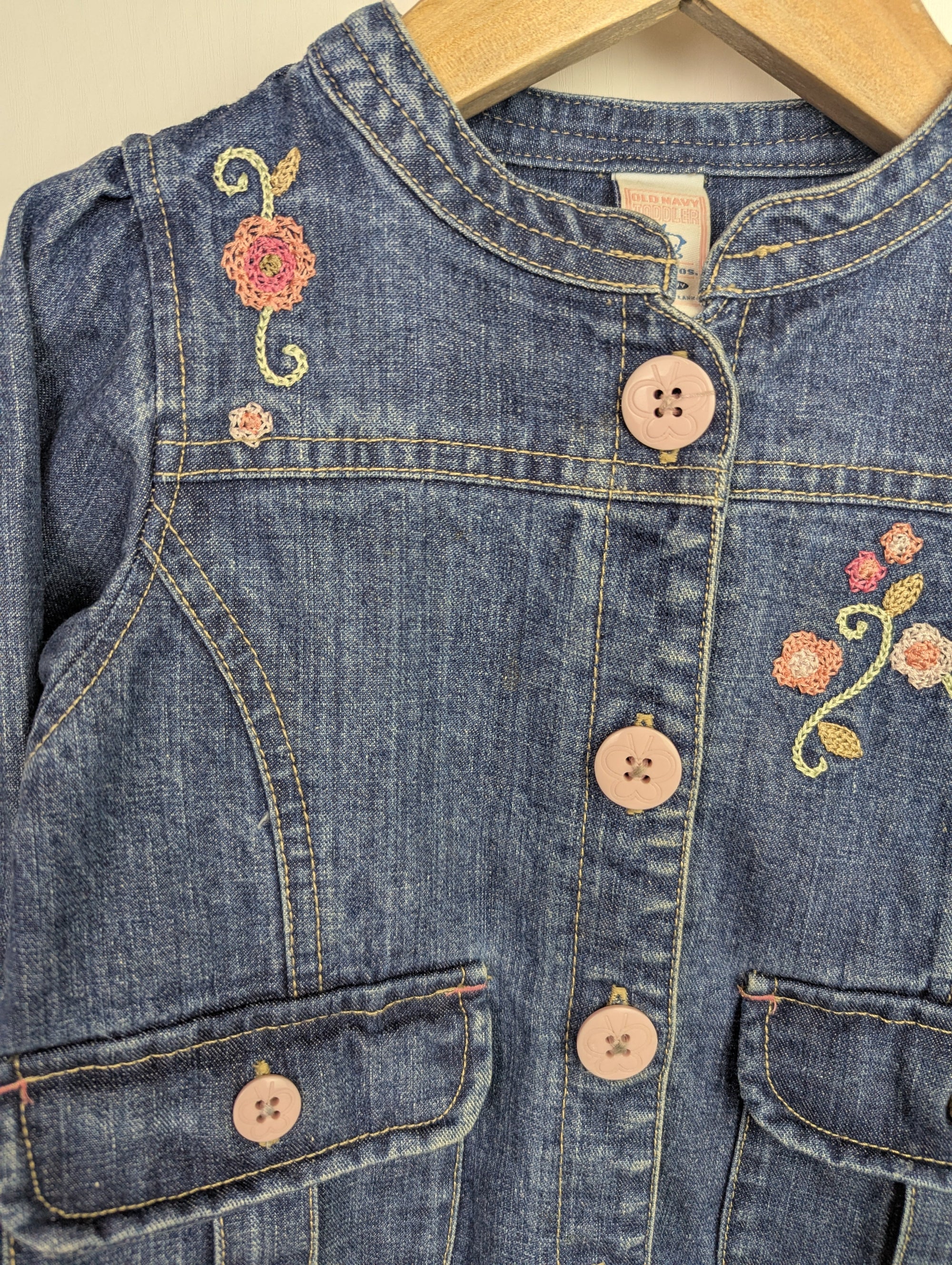 Vintage Old Navy Floral Denim Jacket - Girls 12 - 18 Months - Little Ones Preloved. Second Hand Children's & Preloved Baby, Kids, Girls & Boys Clothes. UK online