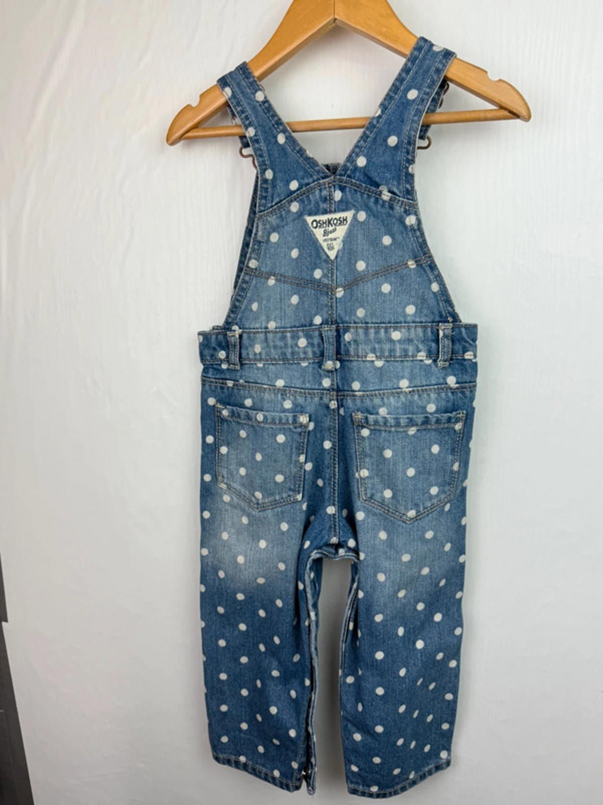 Vintage OshKosh Denim Spotty Dungarees - Girls 18 Months - Little Ones Preloved. Second Hand Children's & Preloved Baby, Kids, Girls & Boys Clothes. UK online