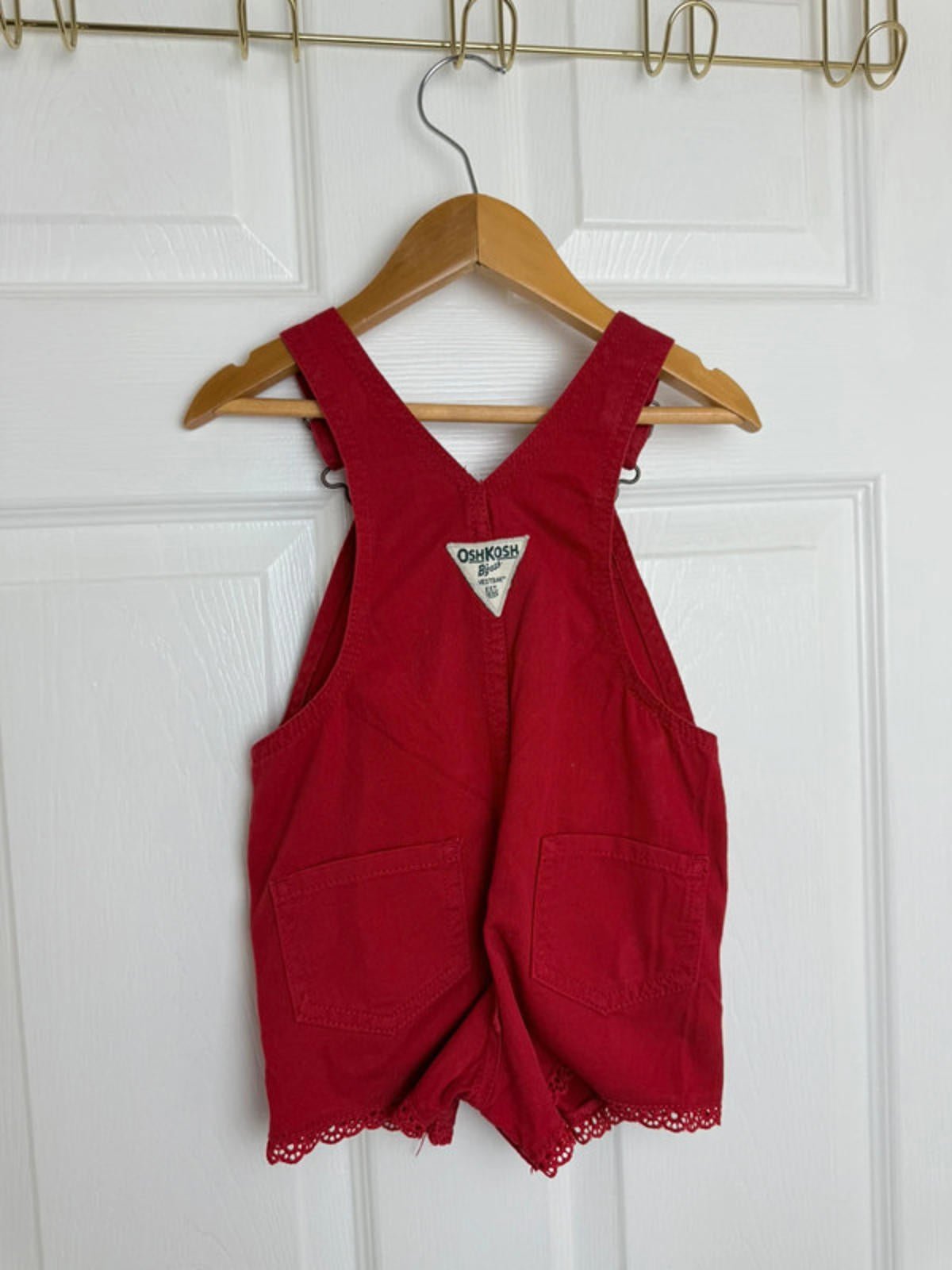 Vintage Oshkosh Red Shortall Dungarees - Girls 12 Months - Little Ones Preloved. Second Hand Children's & Preloved Baby, Kids, Girls & Boys Clothes. UK online