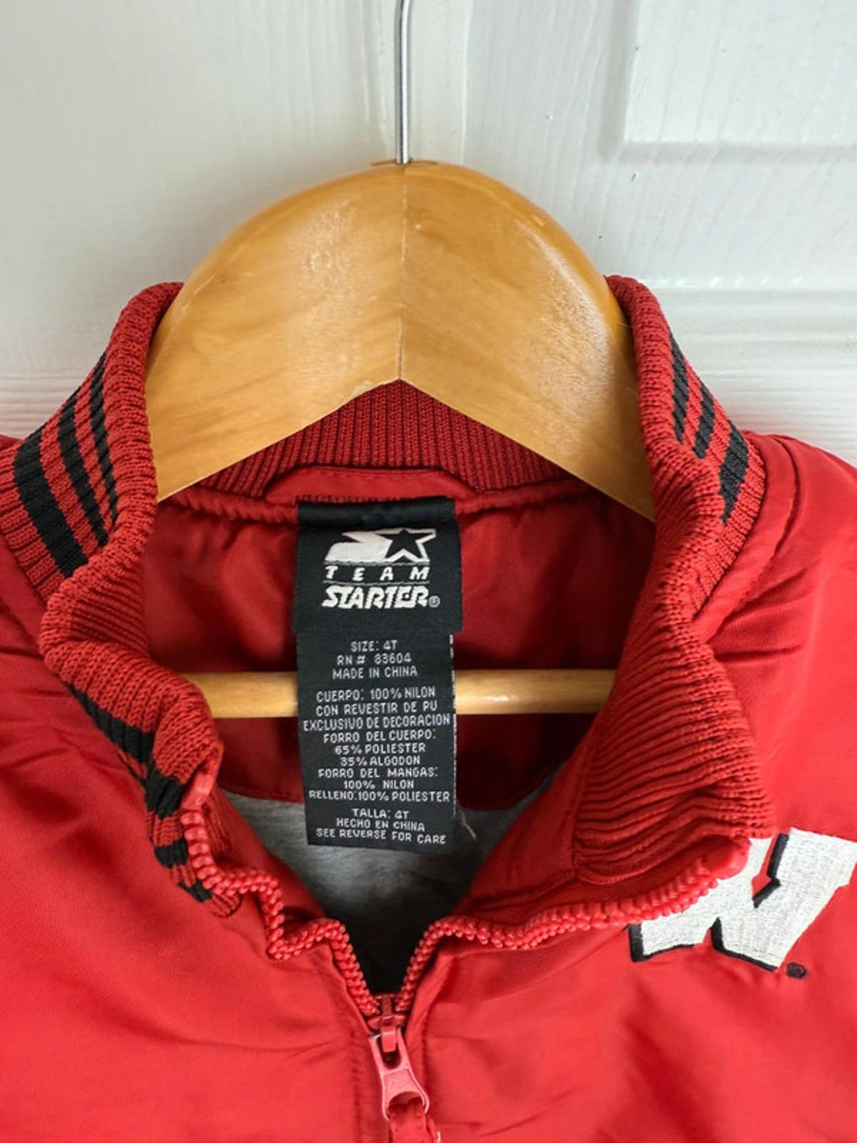 Vintage Team Starter Badgers Varsity Jacket - Kids 4T - Little Ones Preloved. Second Hand Children's & Preloved Baby, Kids, Girls & Boys Clothes. UK online