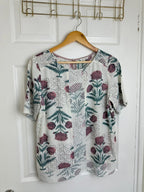 White Stuff Floral Eyelet Print Short sleeve top - Ladies size 14 - Little Ones Preloved. Second Hand Children's & Preloved Baby, Kids, Girls & Boys Clothes. UK online