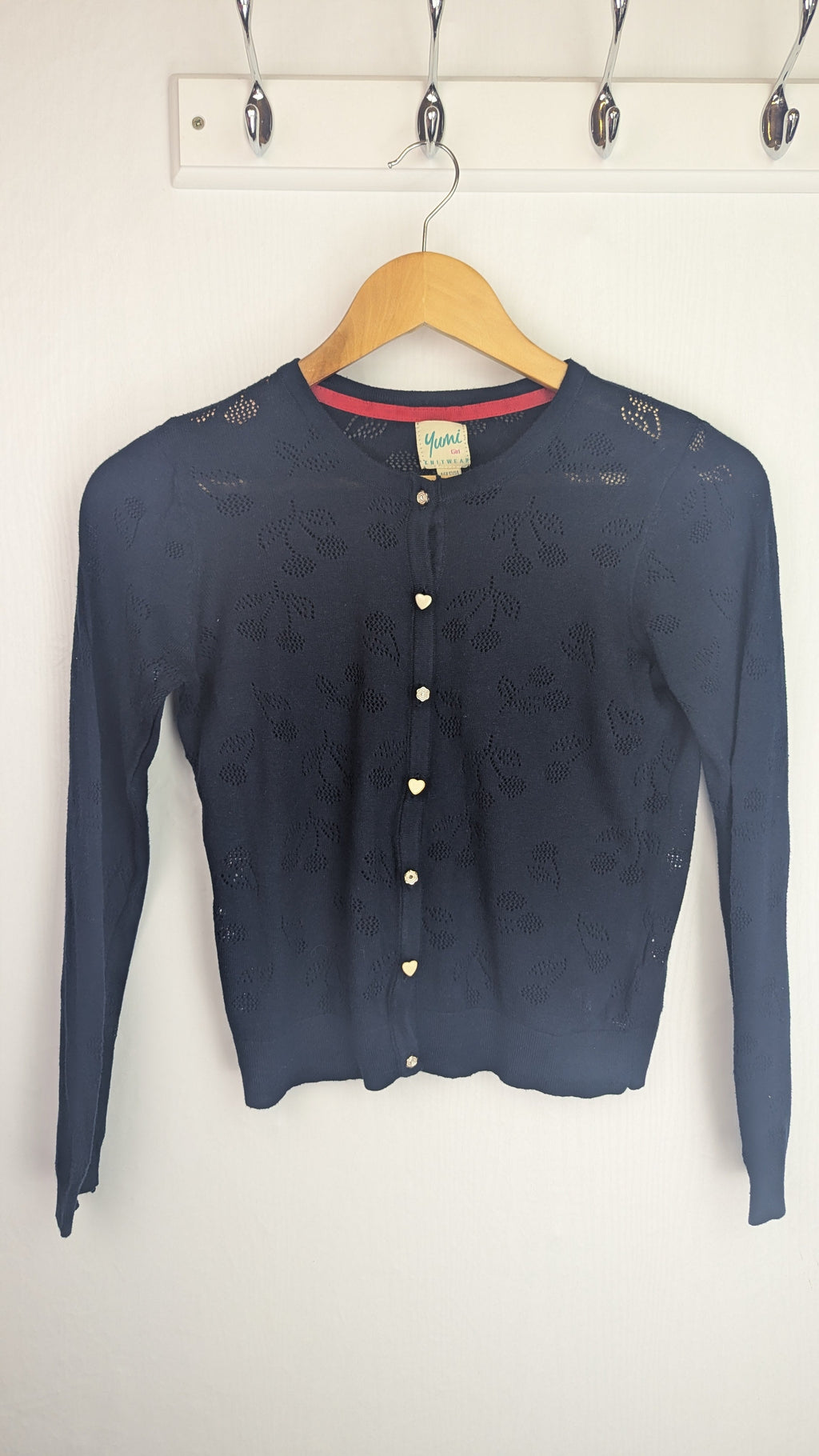 Yumi Girl Navy Cherry Cardigan - Girls 13 - 14 Years - Little Ones Preloved. Second Hand Children's & Preloved Baby, Kids, Girls & Boys Clothes. UK online