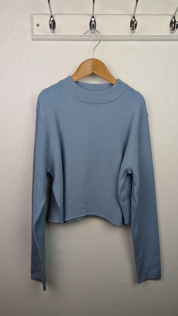 Zara Blue Fine Knit Cropped Jumper - Girls 11-12 Years Little Ones Preloved Used, Preloved, Preworn & Second Hand Baby, Kids & Children's Clothing UK Online. Cheap affordable. Brands including Next, Joules, Nutmeg Morrisons, TU, F&F, H&M.