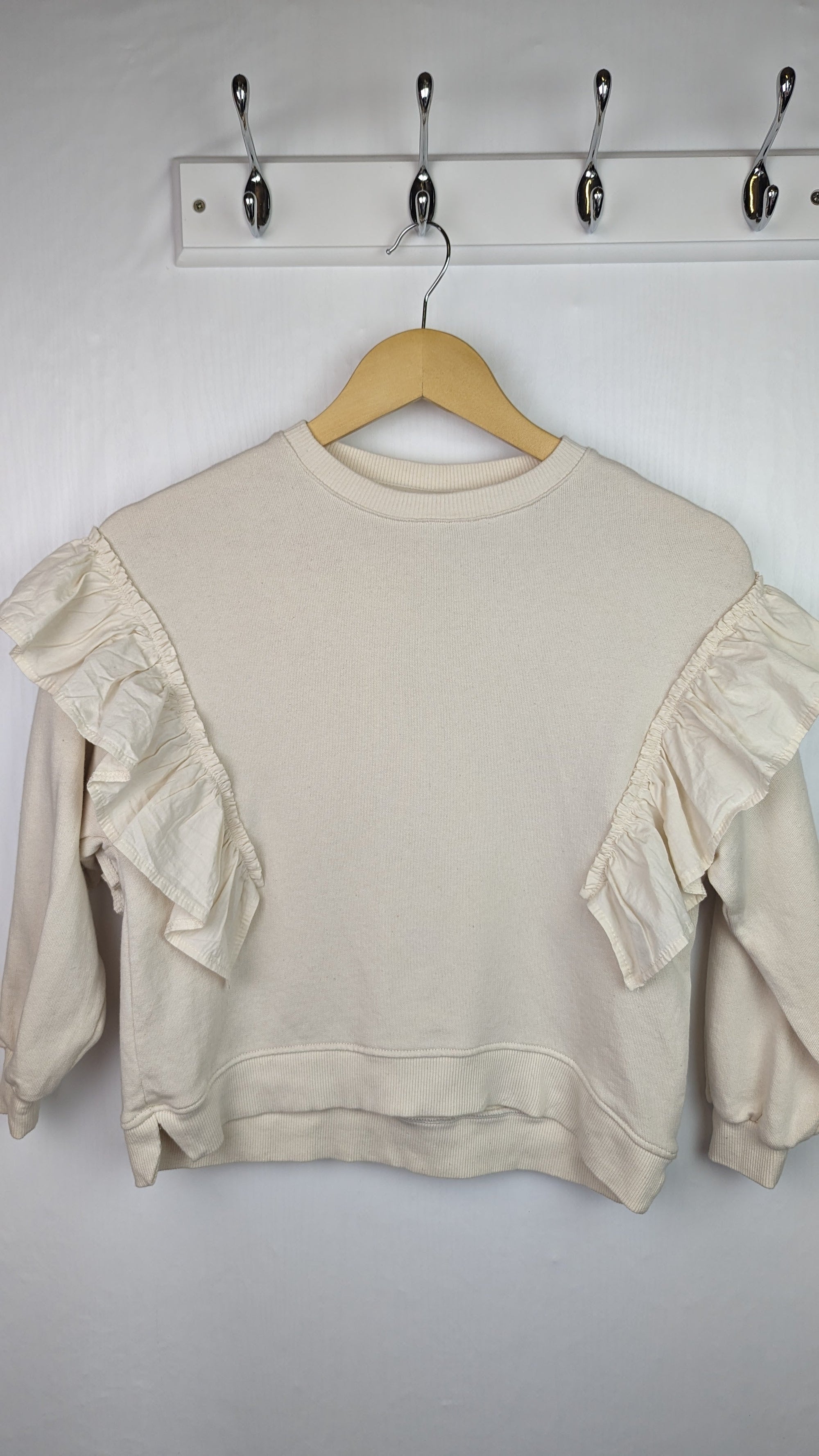 Zara Cream Frill Jumper - Girls 8 Years - Little Ones Preloved. Second Hand Children's & Preloved Baby, Kids, Girls & Boys Clothes. UK online