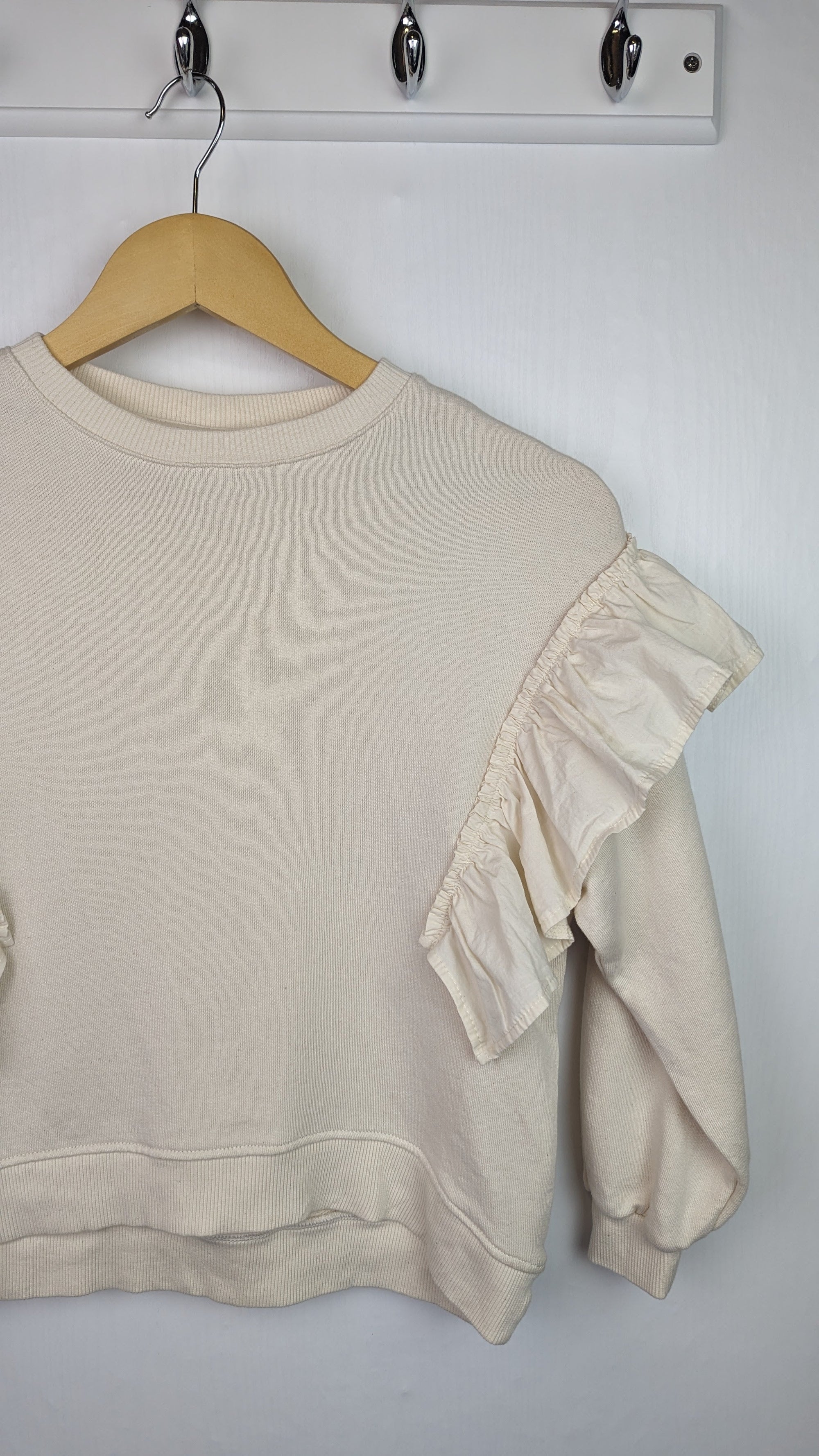 Zara Cream Frill Jumper - Girls 8 Years - Little Ones Preloved. Second Hand Children's & Preloved Baby, Kids, Girls & Boys Clothes. UK online