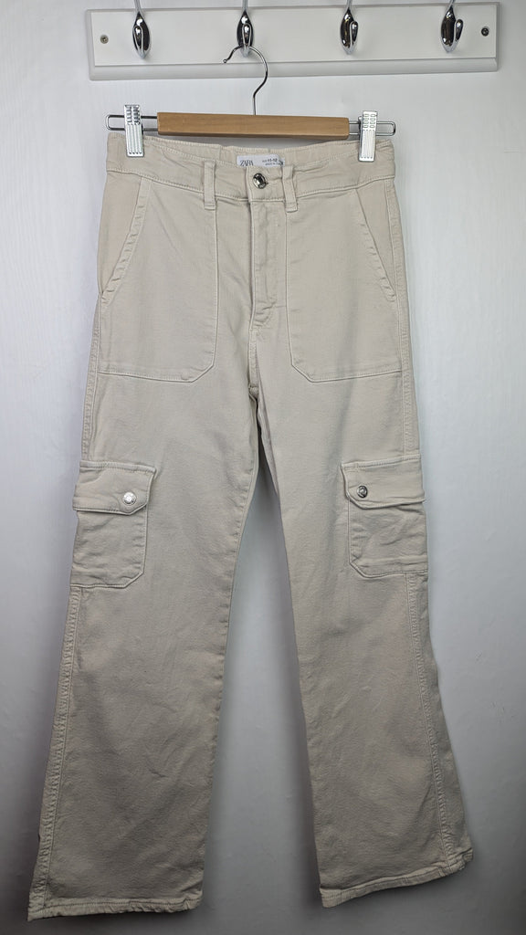 Zara Flared Pocket Beige Jeans - Girls 11-12 Years Little Ones Preloved Used, Preloved, Preworn & Second Hand Baby, Kids & Children's Clothing UK Online. Cheap affordable. Brands including Next, Joules, Nutmeg Morrisons, TU, F&F, H&M.