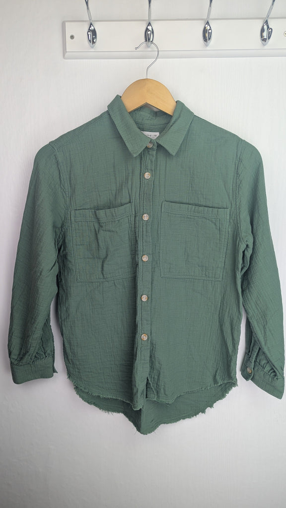 Zara Green Frayed Long sleeve Cotton Shirt - Girls 11-12 Years Zara Used, Preloved, Preworn & Second Hand Baby, Kids & Children's Clothing UK Online. Cheap affordable. Brands including Next, Joules, Nutmeg Morrisons, TU, F&F, H&M.