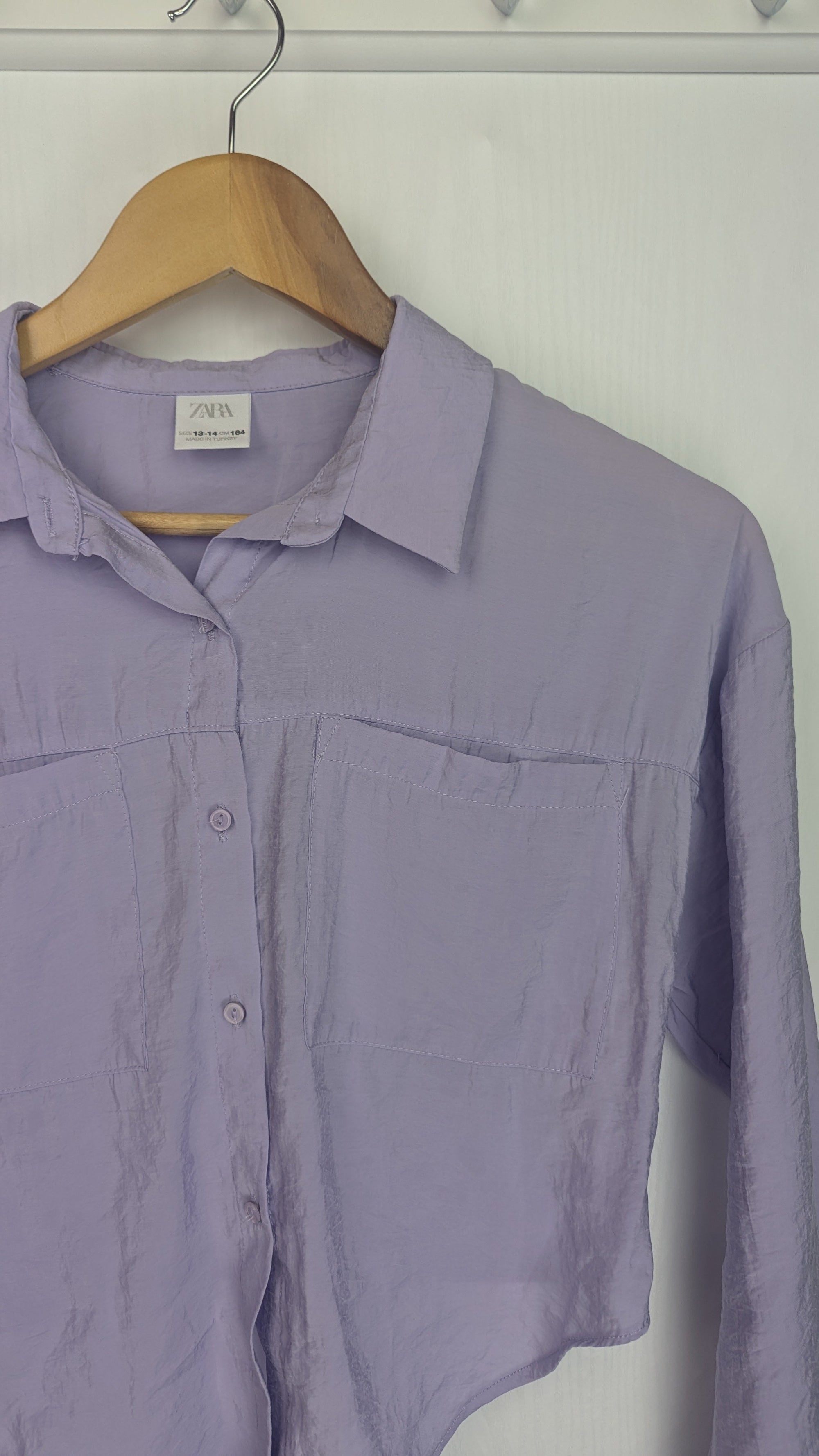 Zara Lilac Crop Shirt - Girls 13 - 14 Years - Little Ones Preloved. Second Hand Children's & Preloved Baby, Kids, Girls & Boys Clothes. UK online