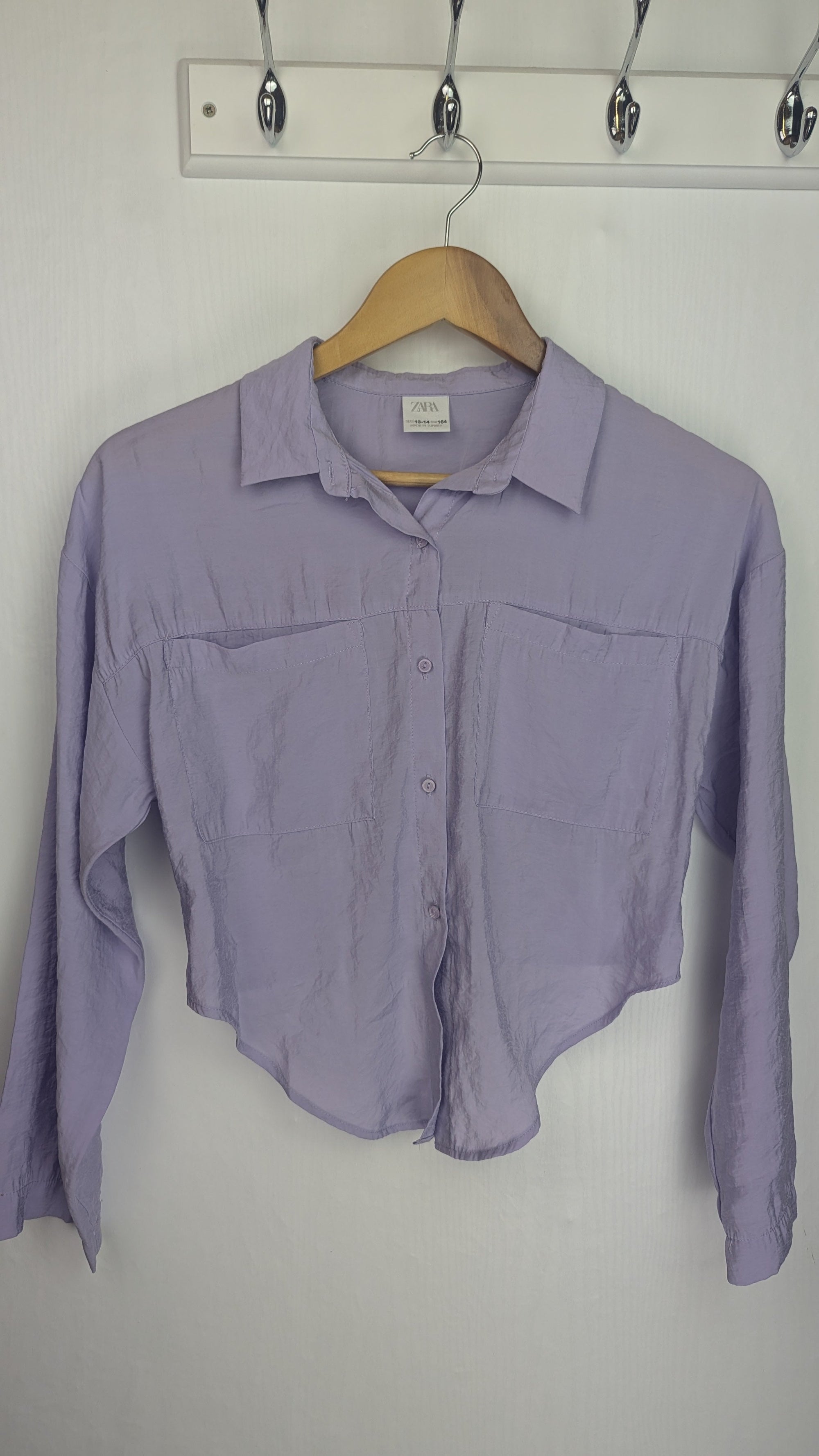 Zara Lilac Crop Shirt - Girls 13 - 14 Years - Little Ones Preloved. Second Hand Children's & Preloved Baby, Kids, Girls & Boys Clothes. UK online