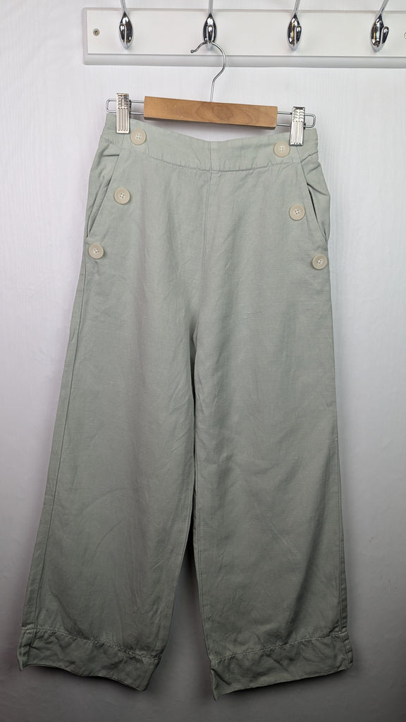 Zara Mint Green Button Trousers - Girls 11-12 Years Little Ones Preloved Used, Preloved, Preworn Baby, Girls & Boys Clothes. Kids & Children's second hand Clothing UK Online. Cheap affordable. Brands including Next, Joules, Nutmeg Morrisons, TU, F&F, H&M.