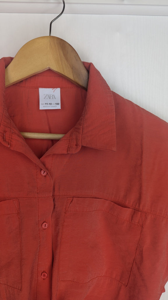 Zara Orange Crop Shirt - Girls 11-12 Yea Zara Used, Preloved, Preworn Baby, Girls & Boys Clothes. Kids & Children's second hand Clothing UK Online. Cheap affordable. Brands including Next, Joules, Nutmeg Morrisons, TU, F&F, H&M.