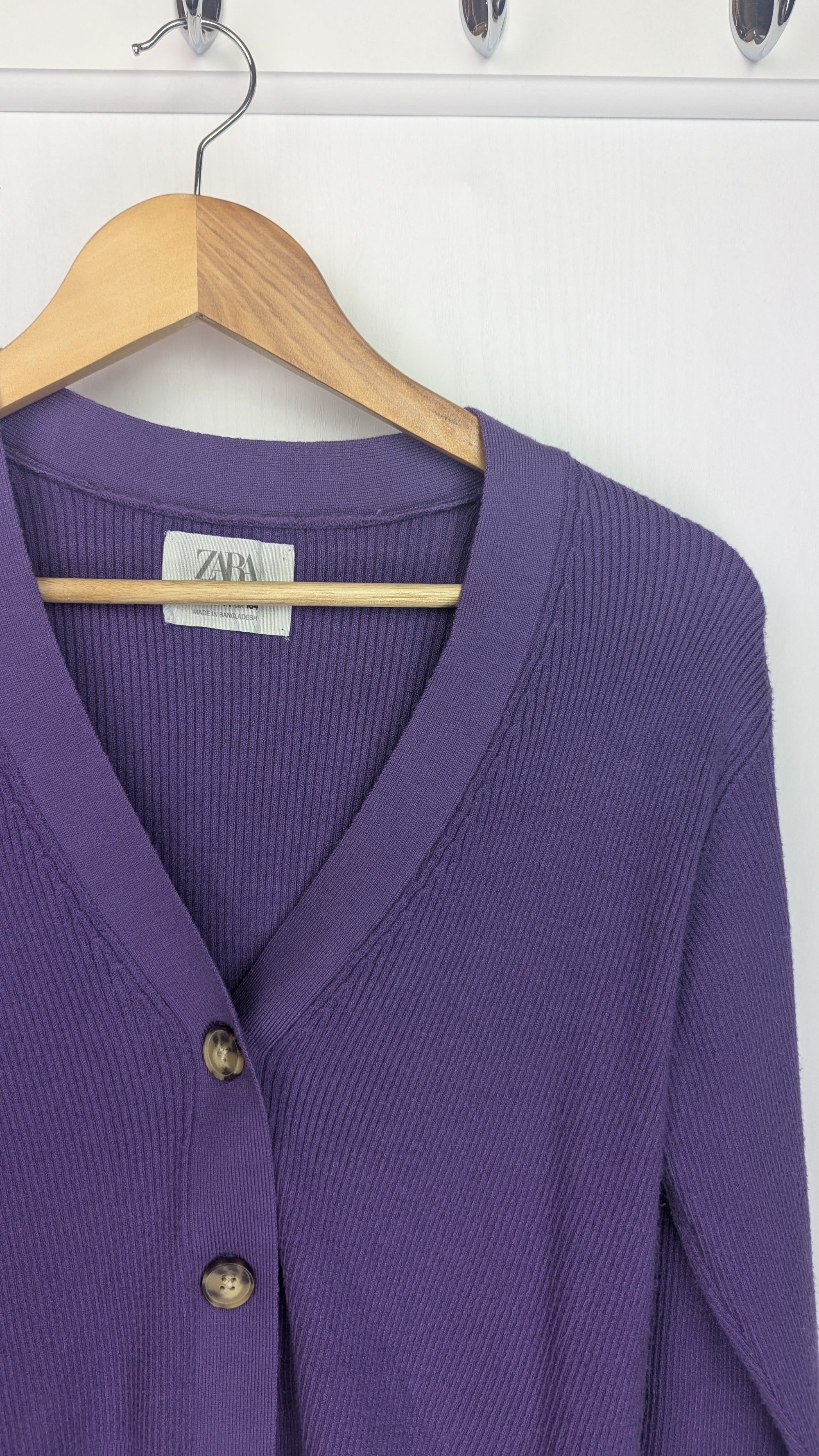 Zara Purple Ribbed Crop Cardigan - Girls 13 - 14 Years - Little Ones Preloved. Second Hand Children's & Preloved Baby, Kids, Girls & Boys Clothes. UK online