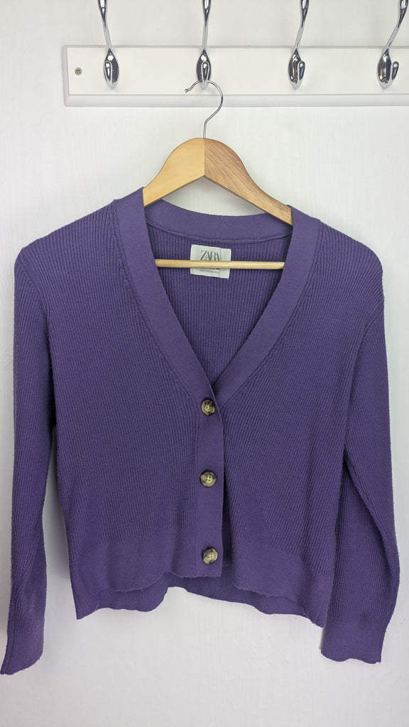 Zara Purple Ribbed Crop Cardigan - Girls 13-14 Years Zara Used, Preloved, Preworn Baby, Girls & Boys Clothes. Kids & Children's second hand Clothing UK Online. Cheap affordable. Brands including Next, Joules, Nutmeg Morrisons, TU, F&F, H&M.