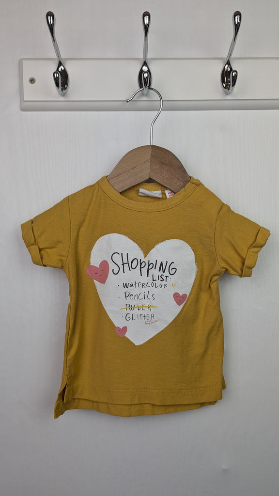 Zara Shopping List Short Sleeve Top - Girls 3-6 Months Little Ones Preloved Used, Preloved, Preworn & Second Hand Baby, Kids & Children's Clothing UK Online. Cheap affordable. Brands including Next, Joules, Nutmeg Morrisons, TU, F&F, H&M.